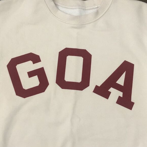 Graver of Anaheim GOA Unisex Small Smiley Embroidery Cream Sweatshirt Crew Neck - Picture 3 of 10